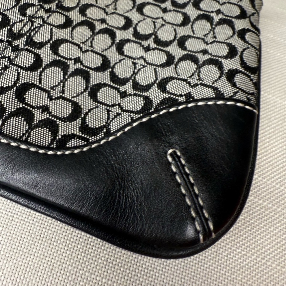 Coach Signature Black & Gray Canvas Wristlet - Picture 5 of 7